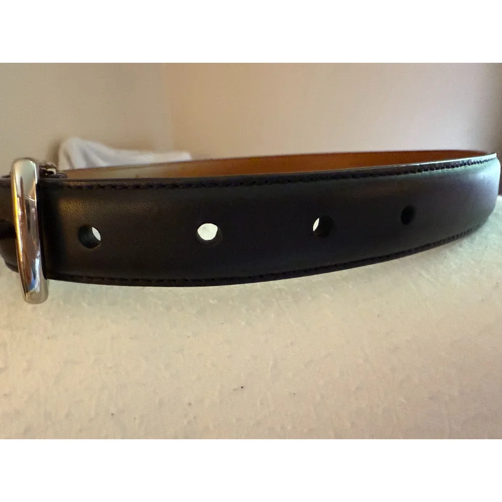 Polo Ralph Lauren Youth Black Leather Belt Silver Buckle Size 24/60 Style 11689